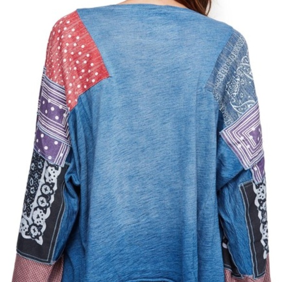 NWT! Free People Cotton Shibuya Printed Top Navy - Picture 6 of 6